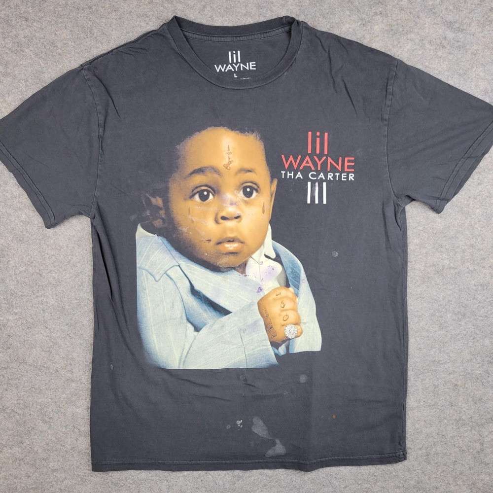 Lil‎ Wayne Shirt Mens Large Black Tha Carter III Baby Graphic Rap Tee Tagless*